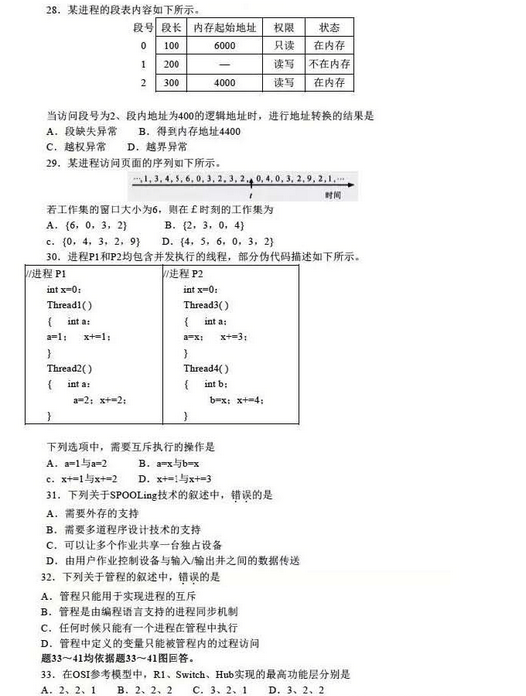 2016年计算机考研真题原文